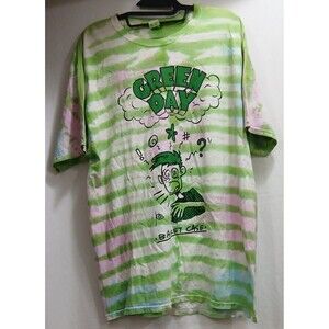 Green Day Basket Case T-Shirt XL Tie Dye Green Pink Graphic Punk Rock Band Tee